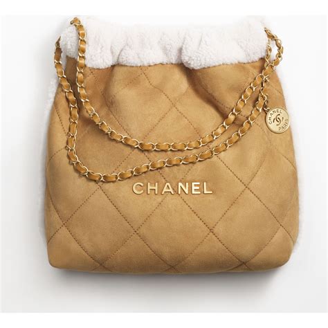 chanel 22 light pink|Chanel 22 mini handbag, Shearling lambskin & gold.